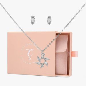 Silver Circle Necklace and Earring Set